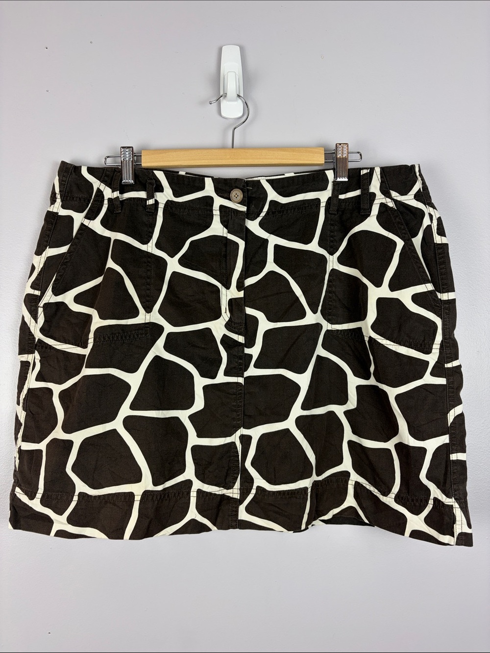 Lands’ End Giraffe Print Cotton Skort Skirt Size 18 Safari Animal Print - Picture 2 of 16